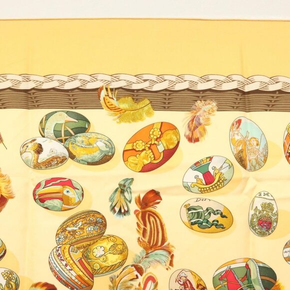 HERMES Carre 90 Scarf ""COUVEE D'HERMES"" Silk Yellow Auth 139210 - Picture 3 of 14
